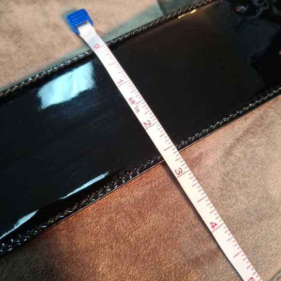 Alexander McQueen black patent leather belt silver hardware Italian size 38 - Picture 10 of 10